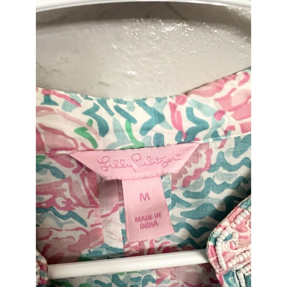 Lilly Pulitzer - Sarasota Beaded Tunic in Lobstah Roll - Size Medium Lobster Top - Picture 7 of 11